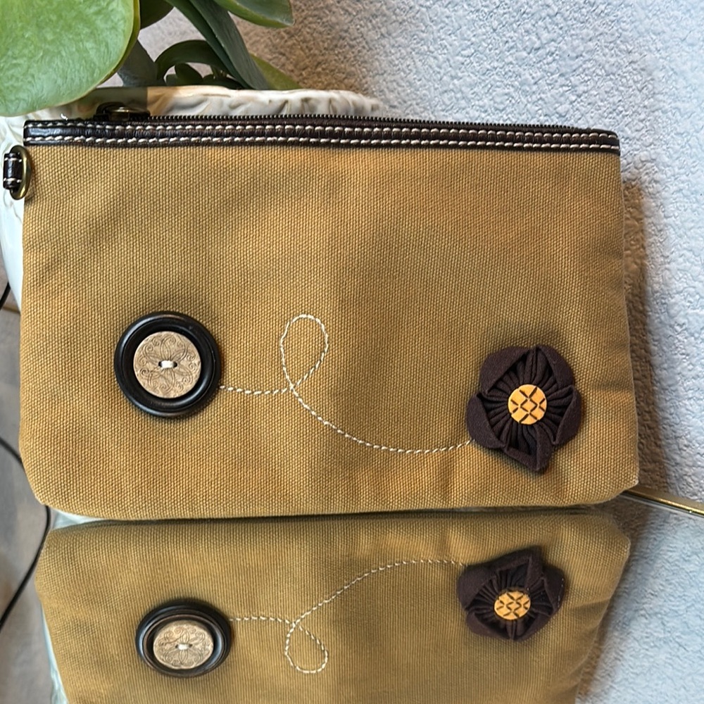 Stylish Tan‎ Clutch with Floral Design